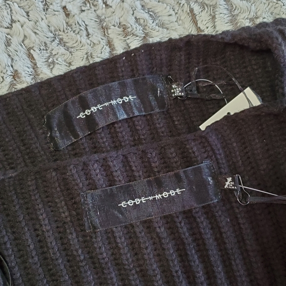 CODE X MODE Black Knit Open Long Sleeve Cardigan - Picture 4 of 6